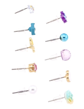 Set de aretes cortos Piquenique con acabado brillante