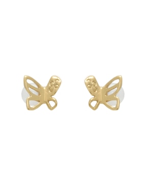 Broqueles de mariposa Solo Roca Básico de oro amarillo 14 k con acabado pulido perla