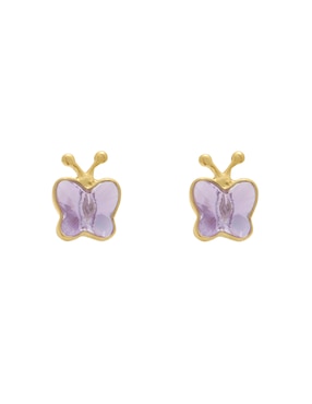 Broqueles de mariposa Solo Roca Básico de oro amarillo 14 k con acabado pulido zirconia