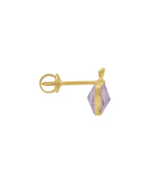 Broqueles de mariposa Solo Roca Básico de oro amarillo 14 k con acabado pulido zirconia