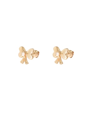 Broqueles de moño Roca de oro amarillo 14 K con acabado pulido Zirconia