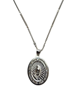Medalla y cadena Virgen de Guadalupe ovalada Limerence By Claudia Herrera de plata P 925