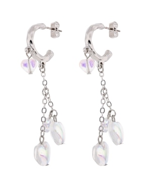 Aretes largos de corazón That's It con acabado brillante