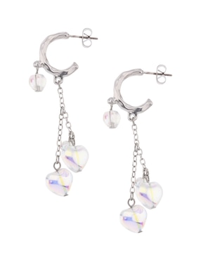 Aretes largos de corazón That's It con acabado brillante