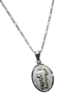 Medalla y cadena San Judas Tadeo ovalada Limerence By Claudia Herrera Doble Vista de plata P 925