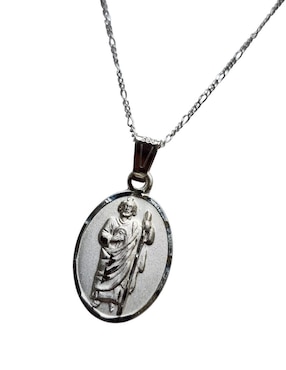 Medalla y cadena San Judas Tadeo ovalada Limerence By Claudia Herrera de plata P 925