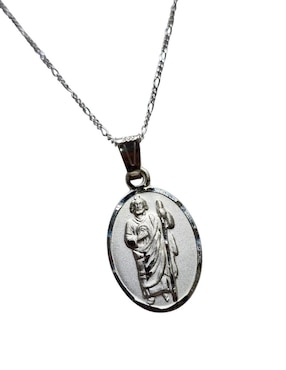 Medalla y cadena San Judas Tadeo ovalada Limerence By Claudia Herrera de plata P 925