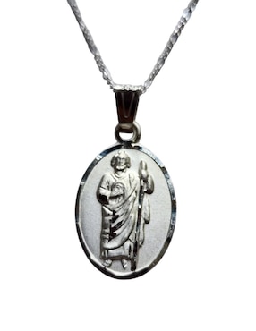 Medalla y cadena San Judas Tadeo ovalada Limerence By Claudia Herrera de plata P 925