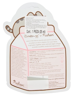 Mascara facial Printed Essence Sheet Mask para rejuvenecimiento Pusheen Klean Beauty 25 ml