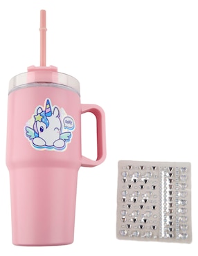 Vaso con tapa y popote Onix