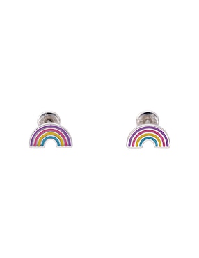 Aretes cortos de arcoíris In Season Jewelry de plata P 925 con acabado pulido