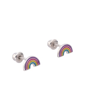 Aretes cortos de arcoíris In Season Jewelry de plata P 925 con acabado pulido