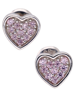 Aretes cortos de corazón In Season Jewelry de plata P 925 con acabado pavé