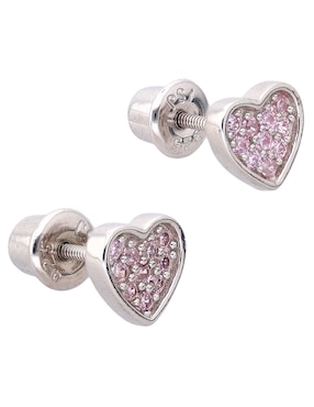 Aretes cortos de corazón In Season Jewelry de plata P 925 con acabado pavé