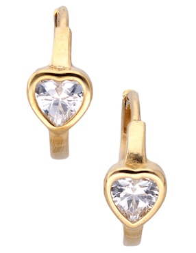 Aretes cortos de corazón In Season Jewelry de oro 14 K con acabado pavé zirconia