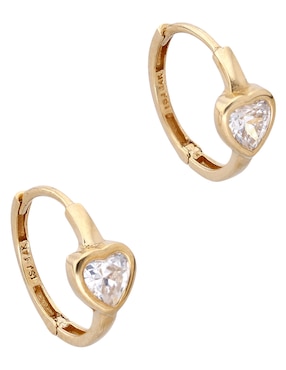 Aretes cortos de corazón In Season Jewelry de oro 14 K con acabado pavé zirconia