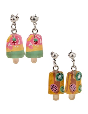 Set de aretes de paleta Piquenique con acabado brillante