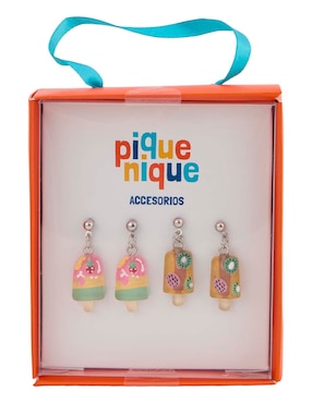 Set de aretes de paleta Piquenique con acabado brillante