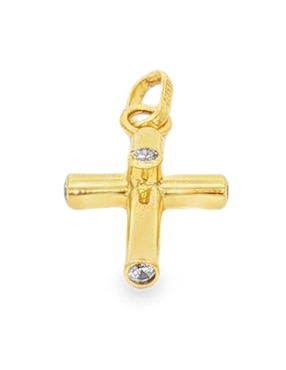 Dije de cruz Roca de oro amarillo 14 K zirconia