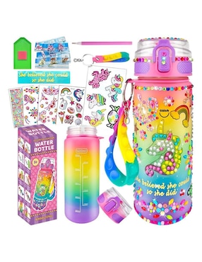 Botella de agua Güish unicornio con tapa rosca 600 ml