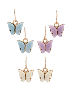 Set de aretes largos forma de mariposa Claire´s con acabado brillante