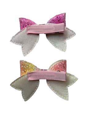Set de 2 moños para cabello Fiorella con aplicación  broche