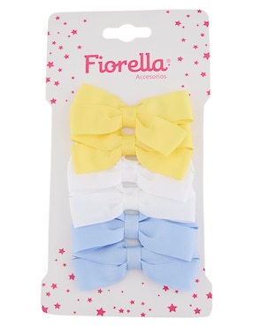 Set moño 6 piezas que incluye moños para cabello Fiorella con aplicación broche