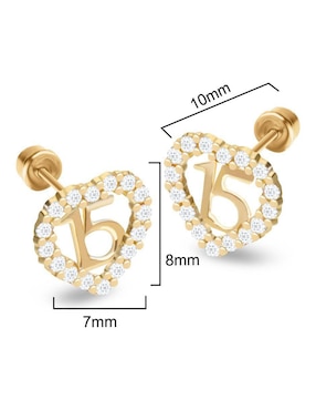 Broqueles de corazón Stellina de oro 14 k con acabado pavé zirconia