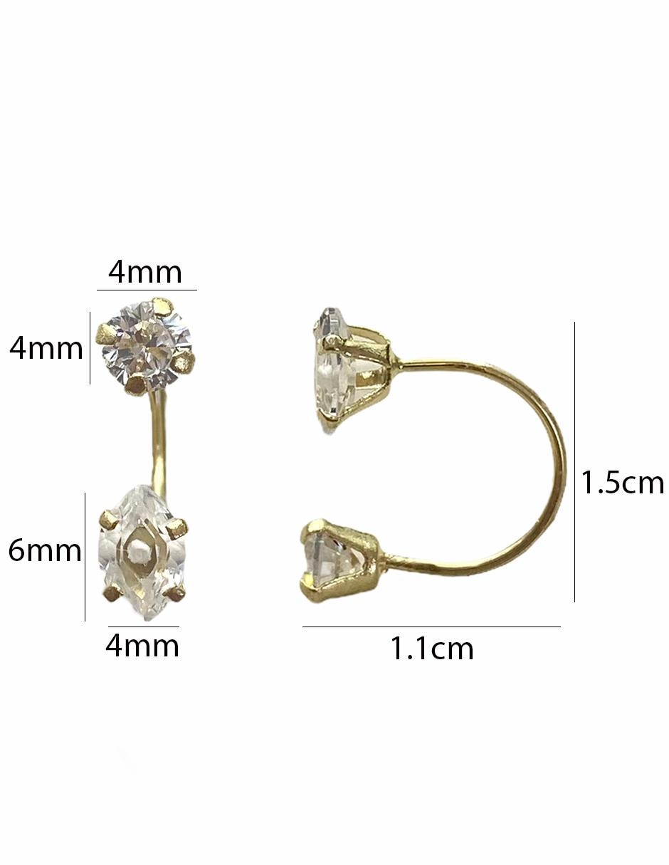 Broqueles de oro amarillo 10 k zirconia 2