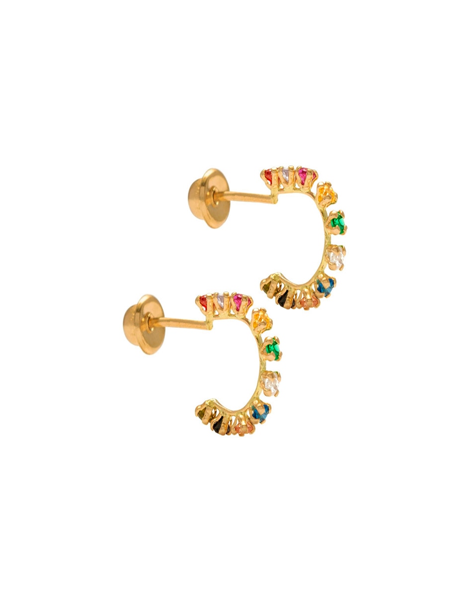 Arracadas de oro con acabado brillante zirconia 2