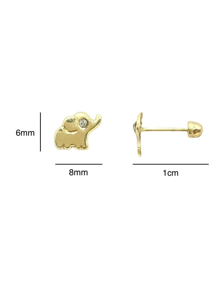 Broqueles de elefante de oro con acabado brillante zirconia 2
