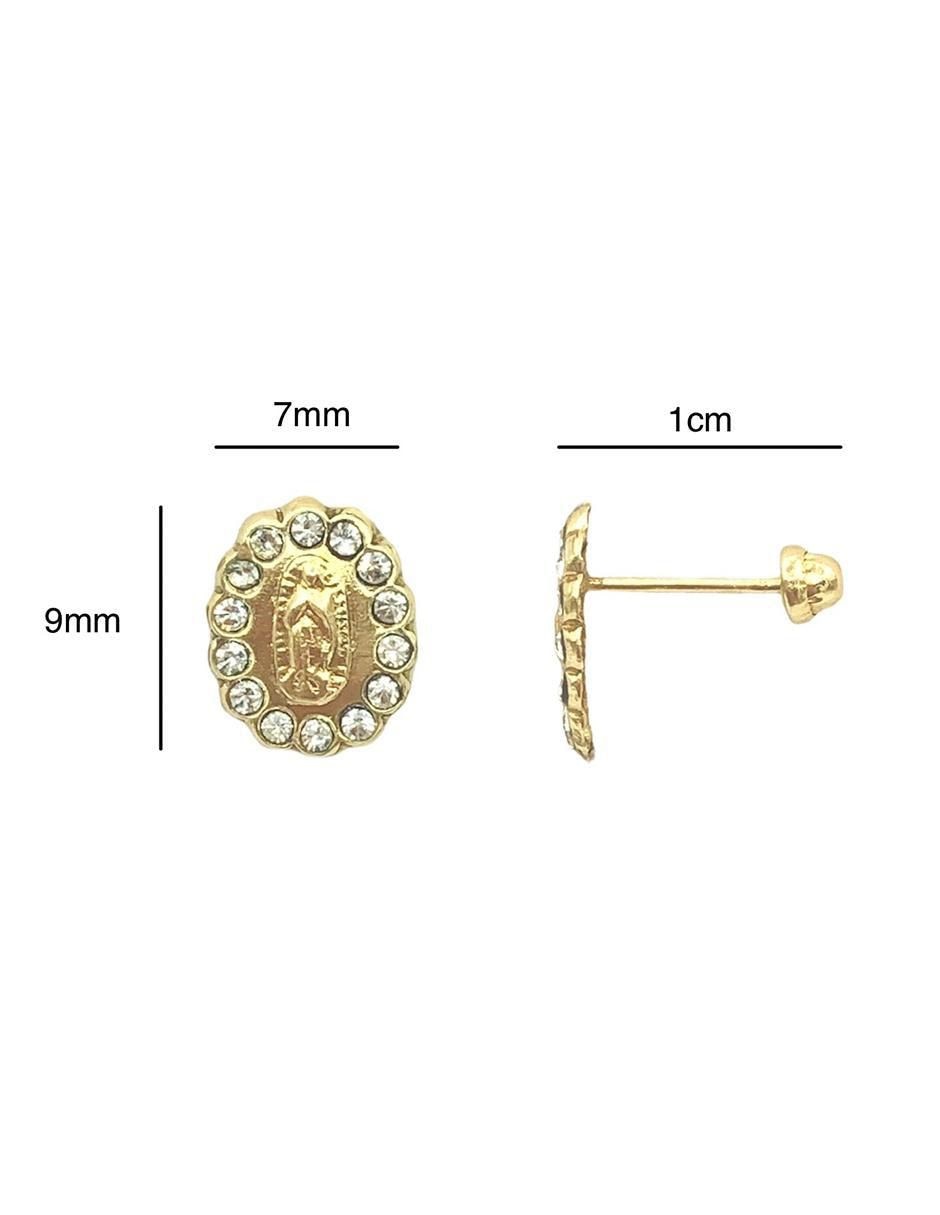 Broqueles circulares de oro con acabado brillante zirconia 3
