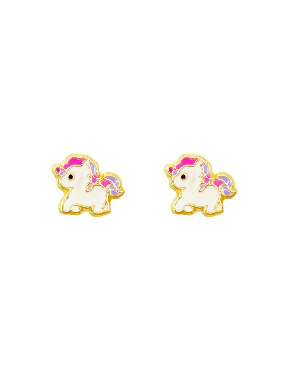 Broqueles de unicornio de oro amarillo 10 K con acabado brillante 1