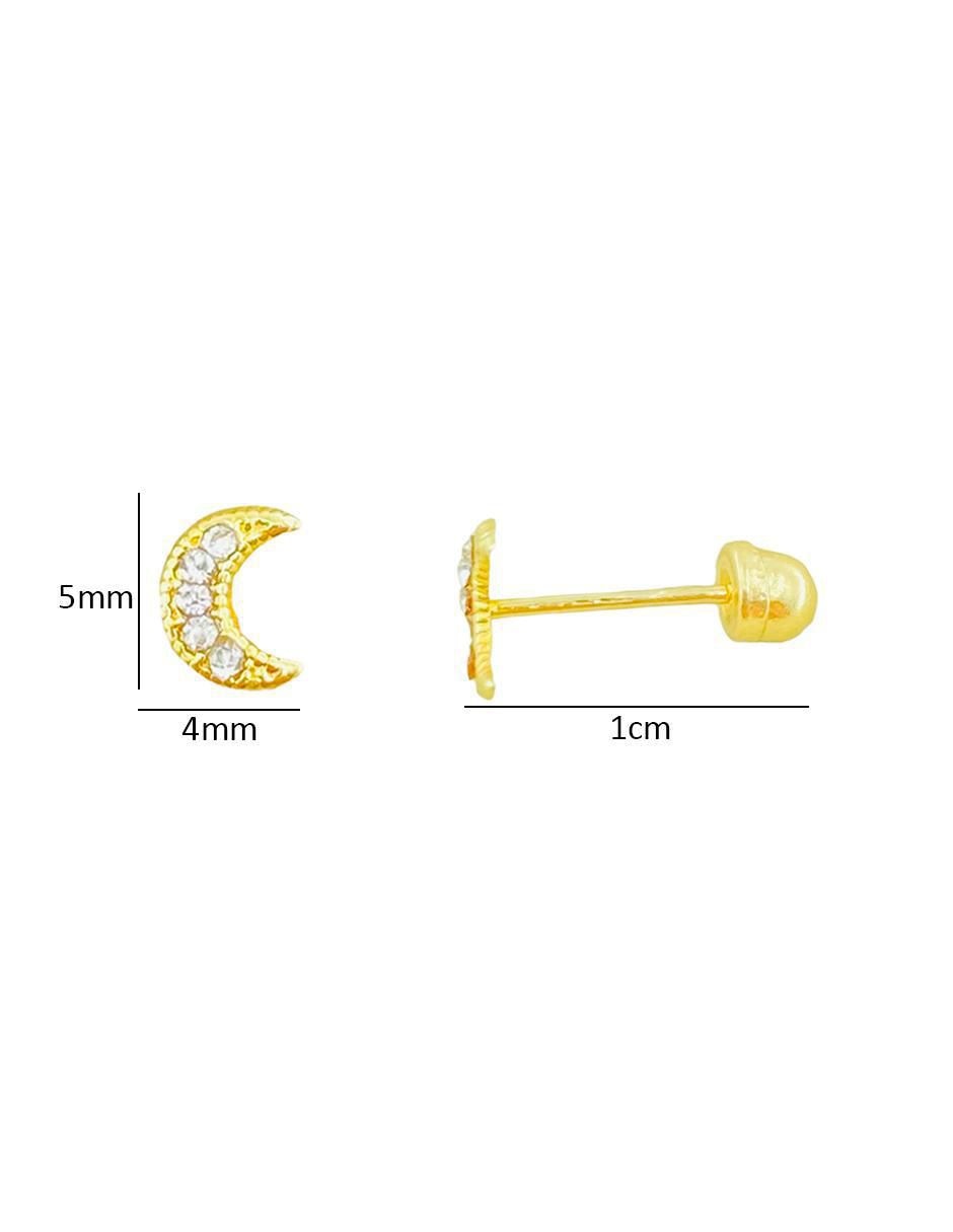 Broqueles de luna de oro con acabado brillante zirconia 6