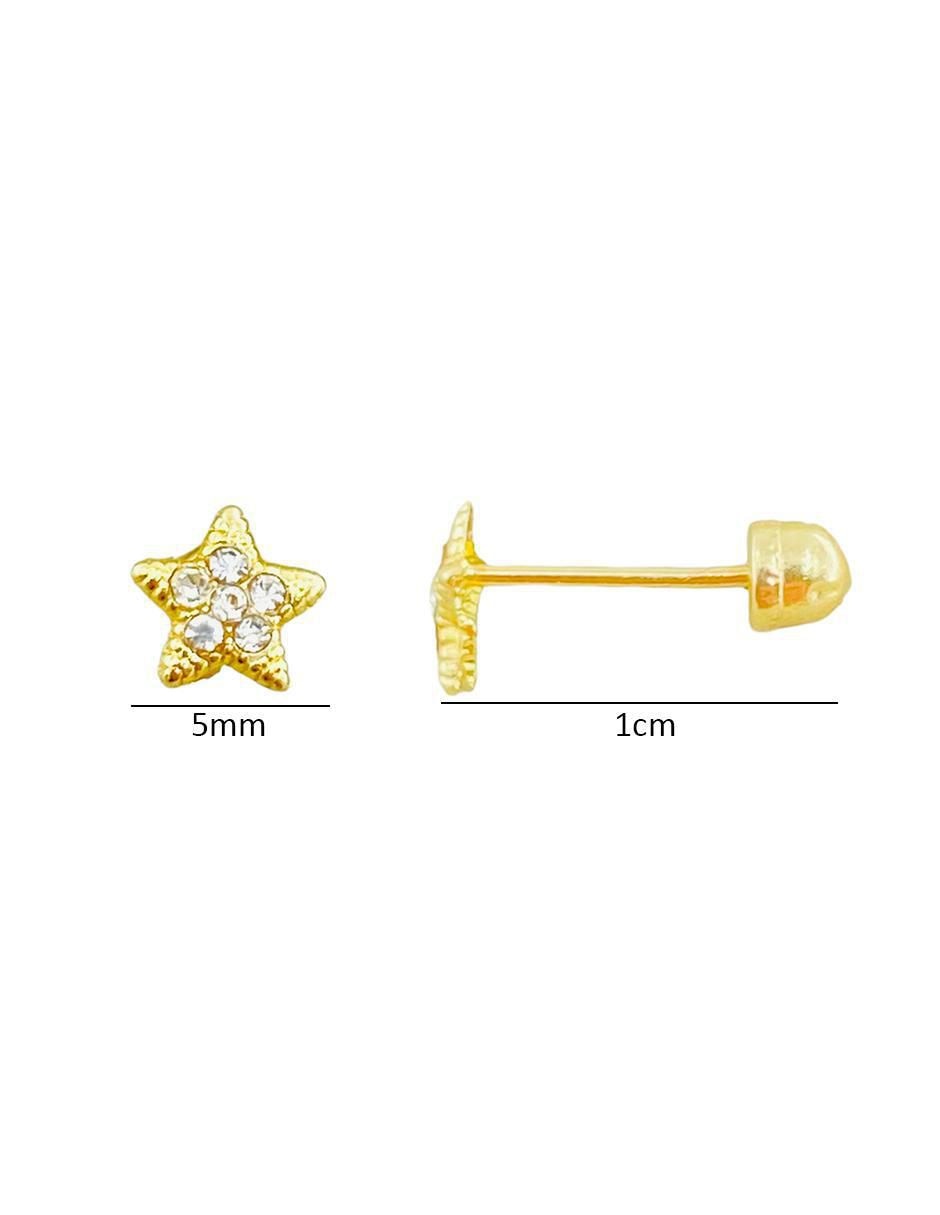Broqueles de luna de oro amarillo 10 K con acabado brillante zirconia 5