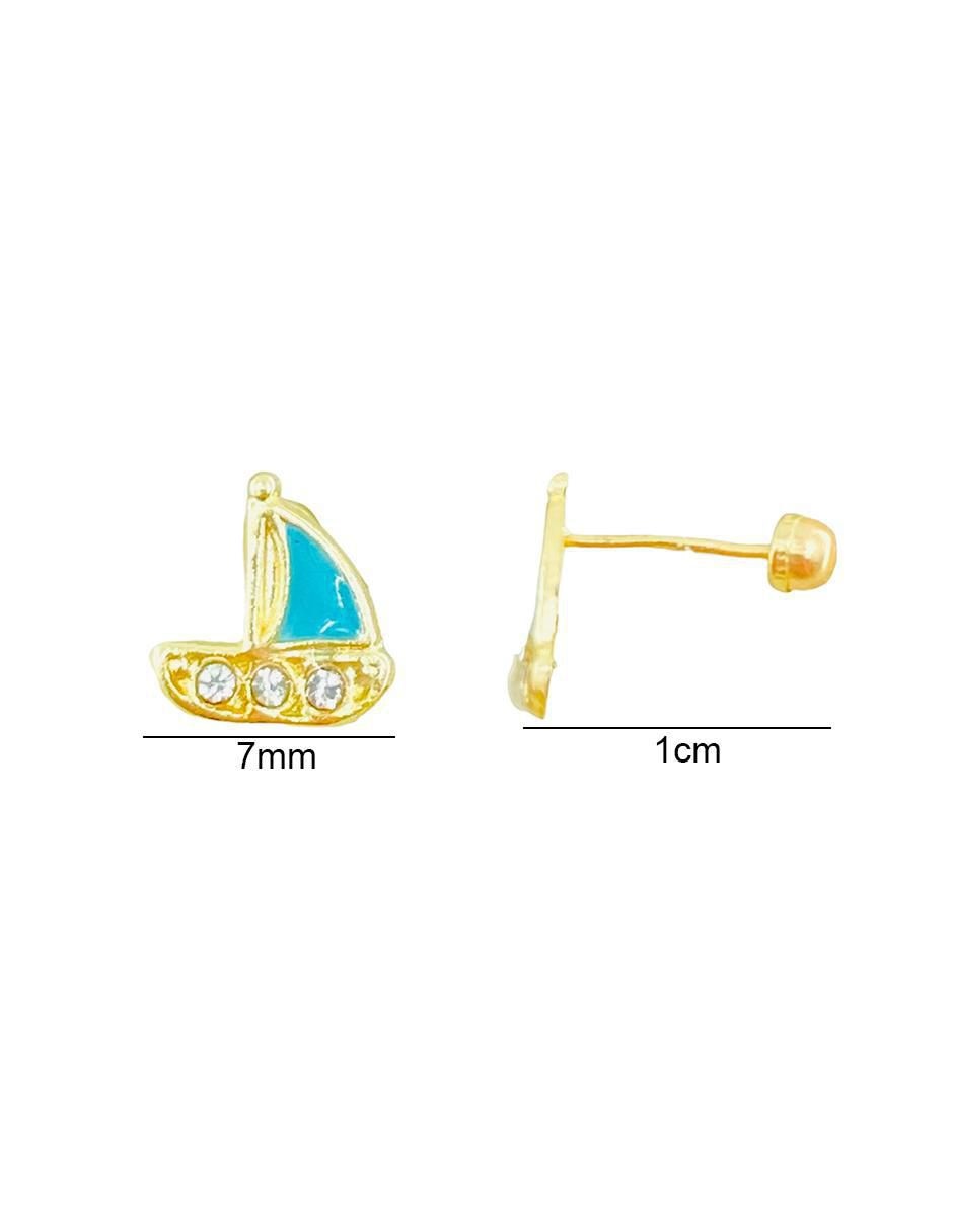 Broqueles de barco de oro con acabado brillante zirconia 4