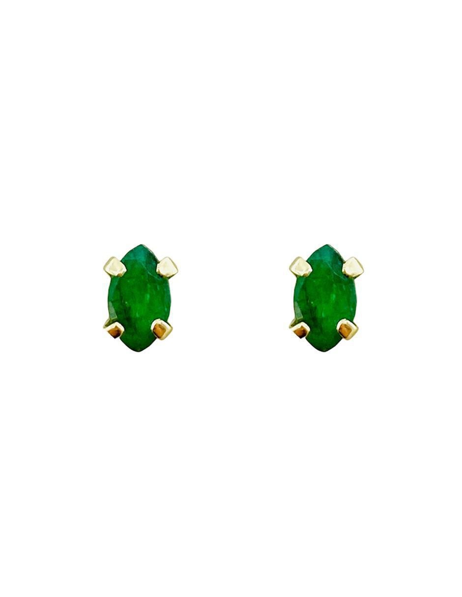 Broqueles de oro amarillo 10 K con acabado brillante esmeralda Broqueles de oro amarillo 10 K con acabado brillante esmeralda