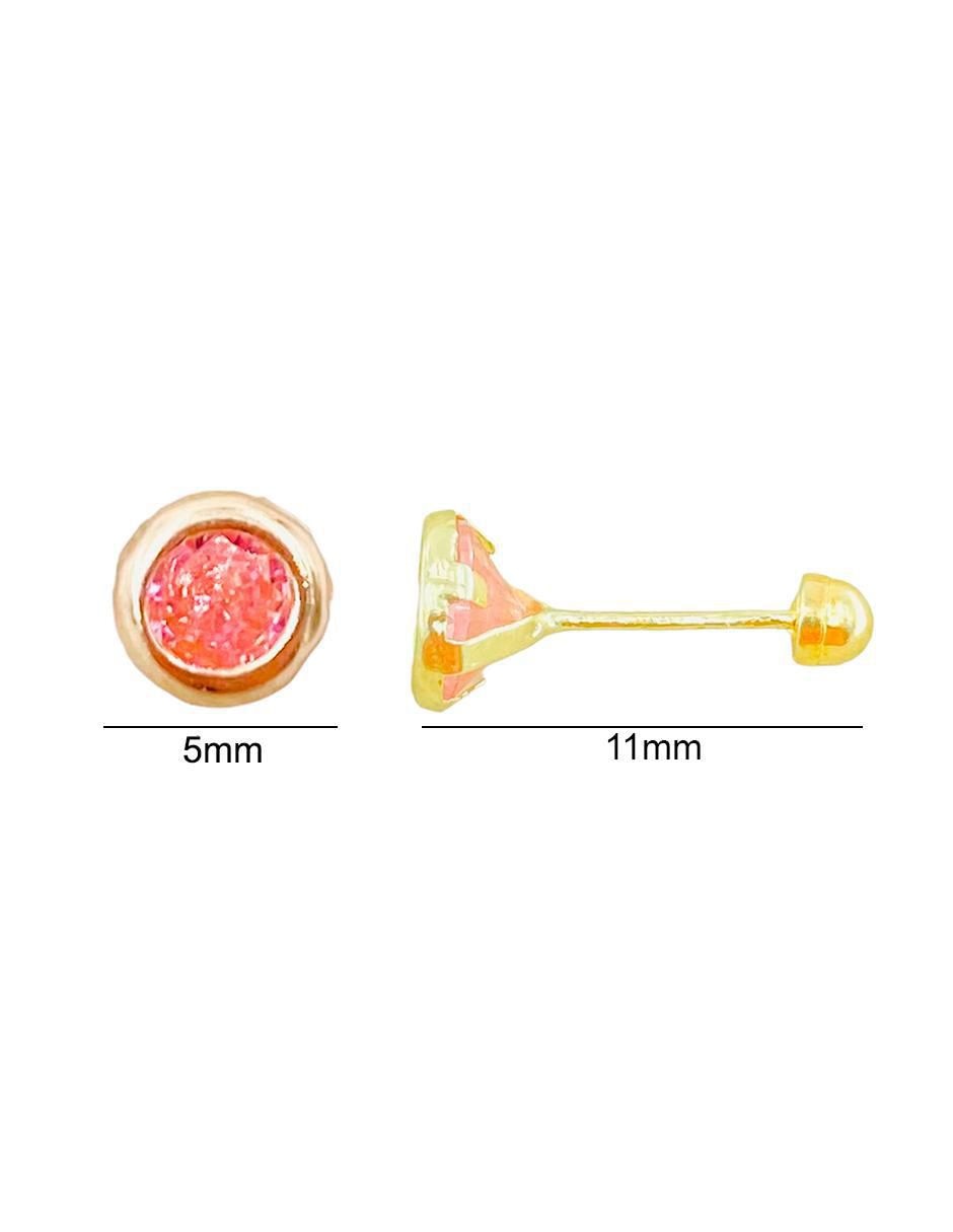 Broqueles redondos de oro con acabado brillante zirconia 4