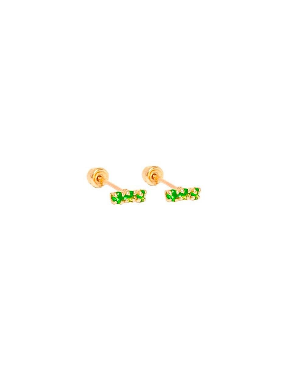 Broqueles rectangulares de oro con acabado brillante zirconia Broqueles rectangulares de oro con acabado brillante zirconia