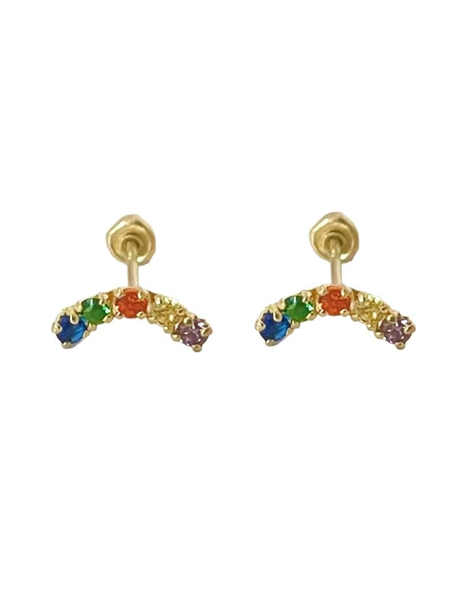Broqueles de oro con acabado brillante zirconia Broqueles de oro con acabado brillante zirconia