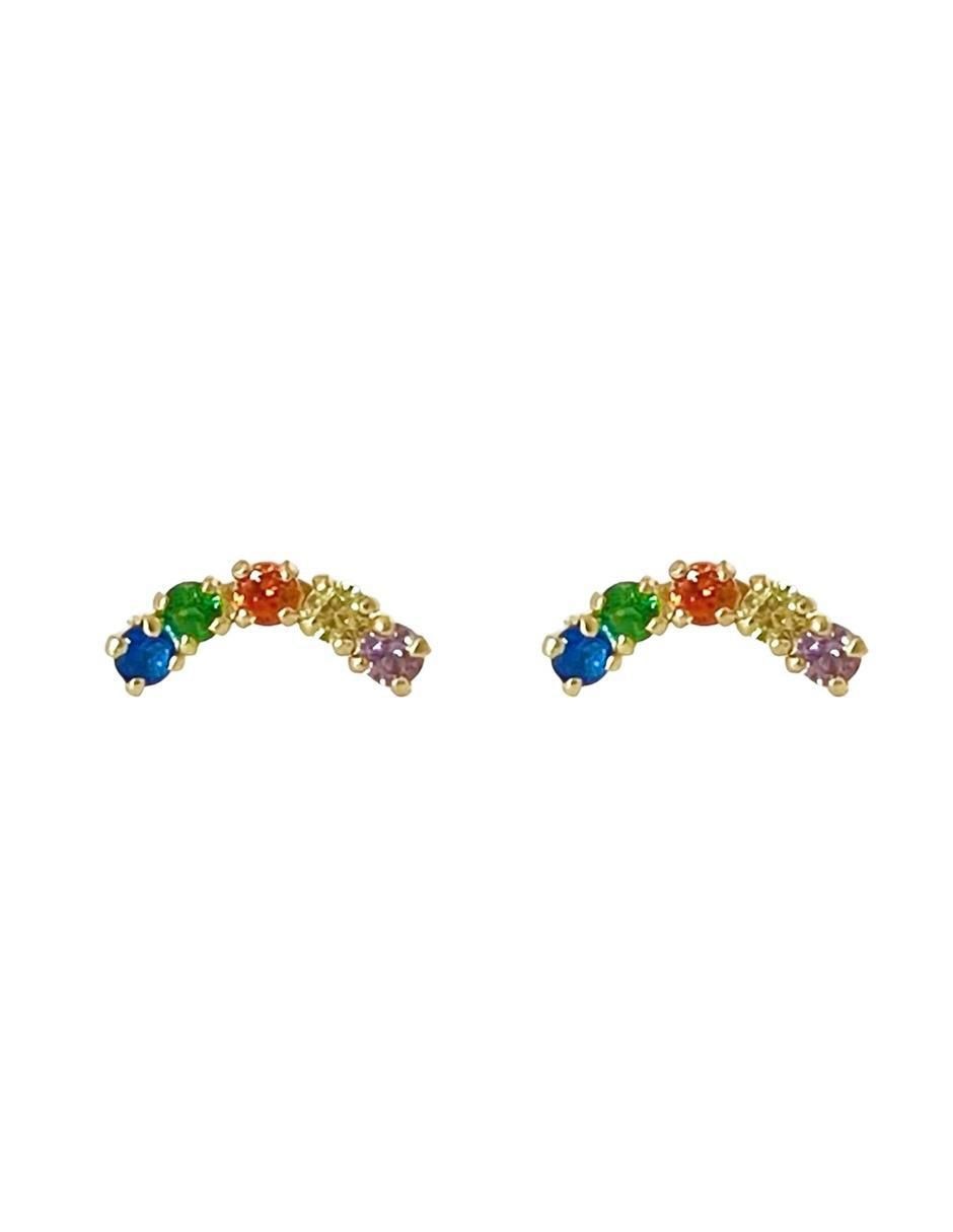 Broqueles de oro con acabado brillante zirconia 2