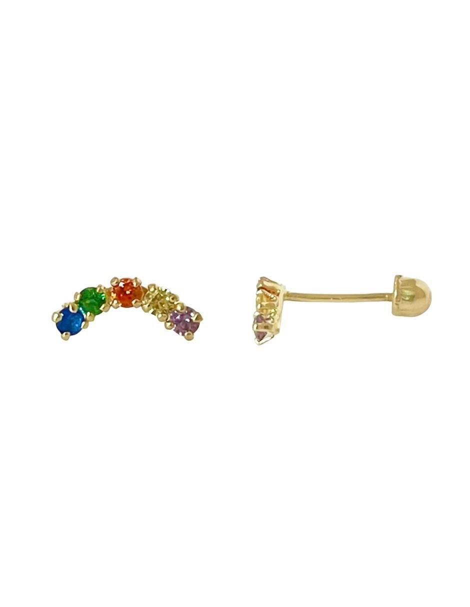 Broqueles de oro con acabado brillante zirconia 3
