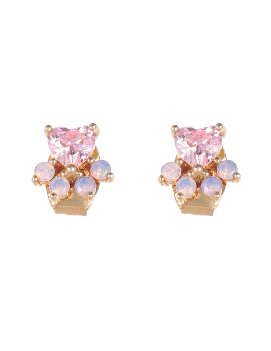 Aretes de corazón con acabado brillante fantasía