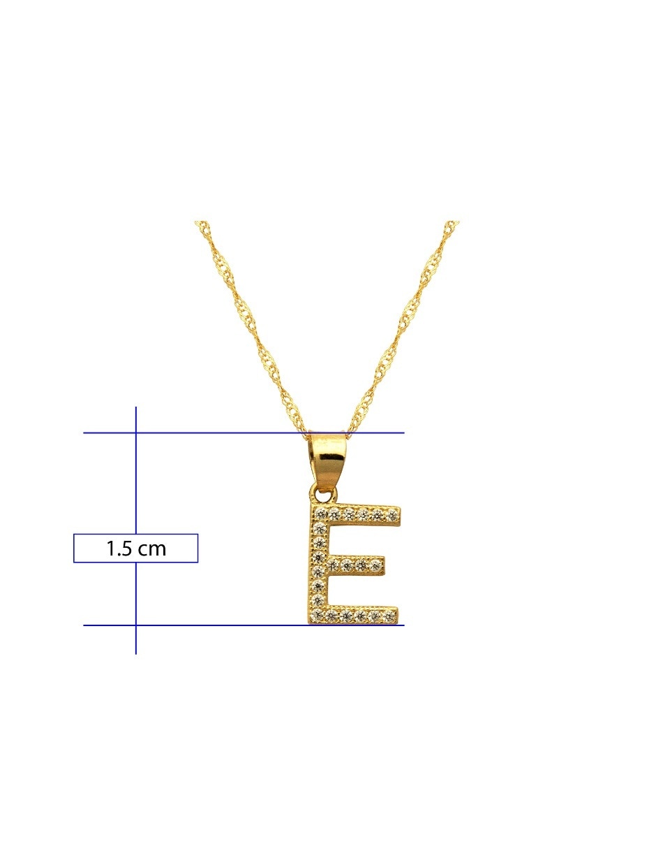Medalla y cadena de letra e de oro 10 K 4