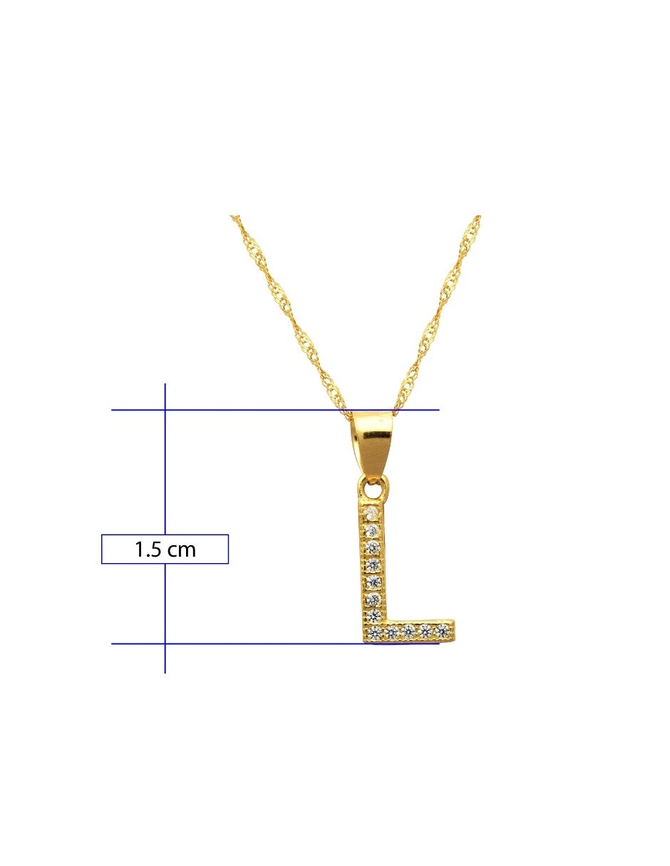 Medalla y cadena de letra l de oro 10 K 4
