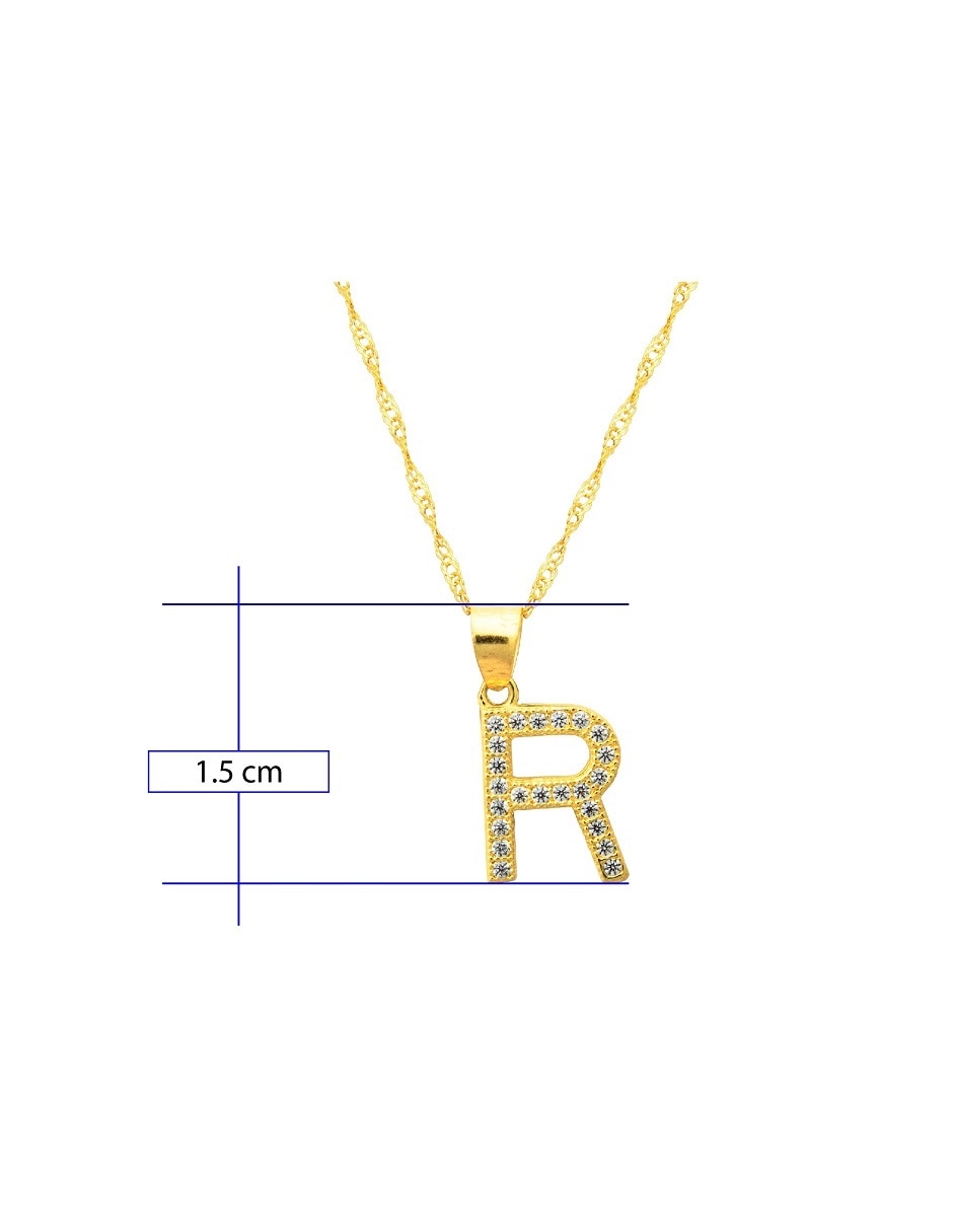 Medalla y cadena de letra r de oro 10 K 4