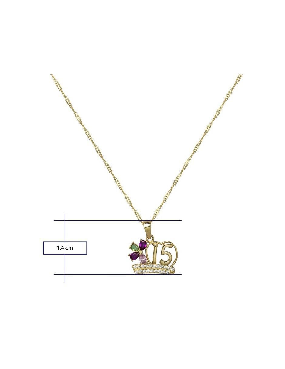 Medalla y cadena de flor de oro 10 K 5