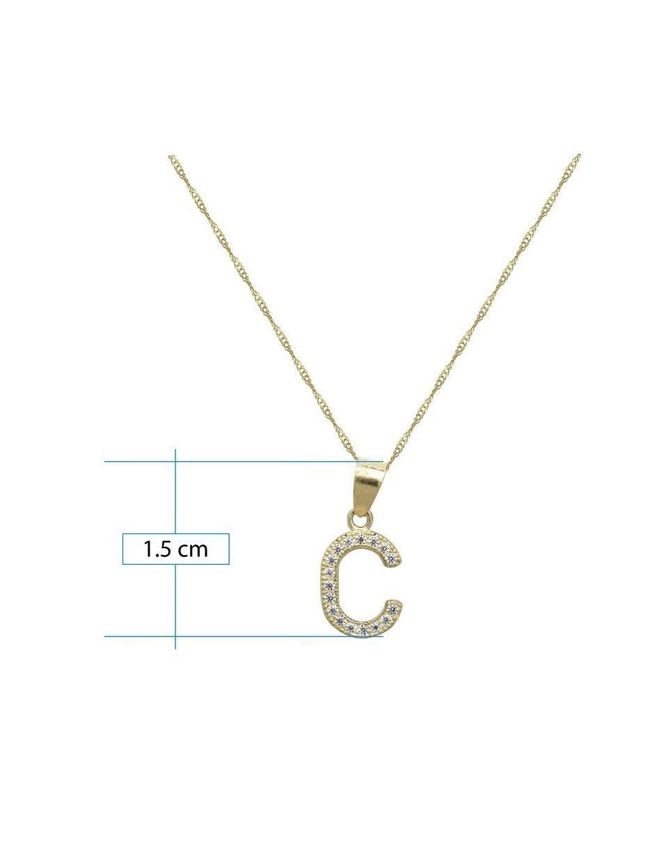 Medalla y cadena de letra c de oro 10 K 4