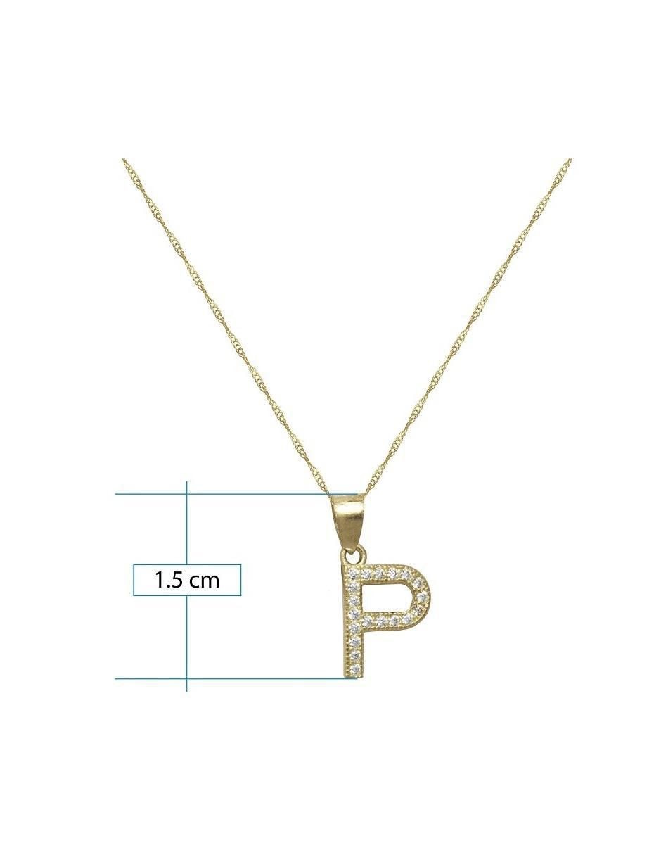 Medalla y cadena de letra p de oro 10 K 5