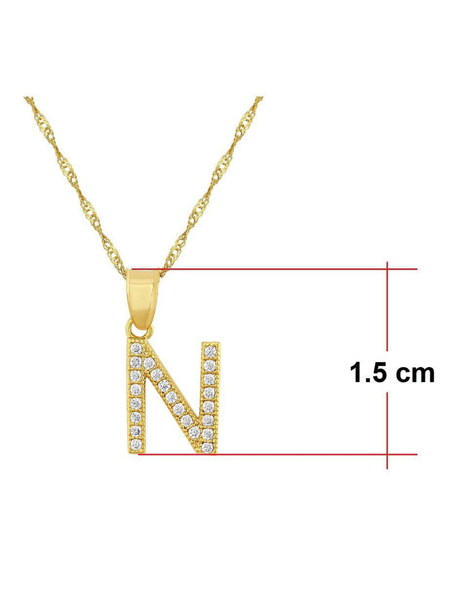Medalla y cadena de letra n de oro 10 K 4